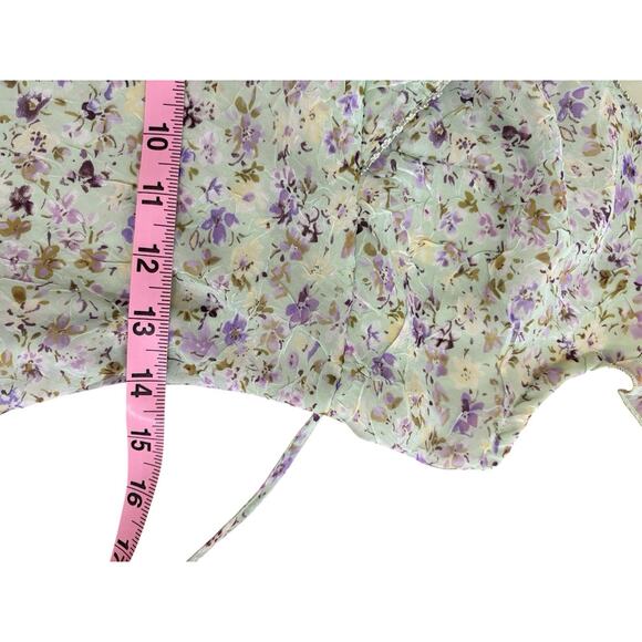 Vtg 90s City Triangles Floral Dress Green Purple Chiffon Cottagecore Fairy Sz S - Picture 9 of 13